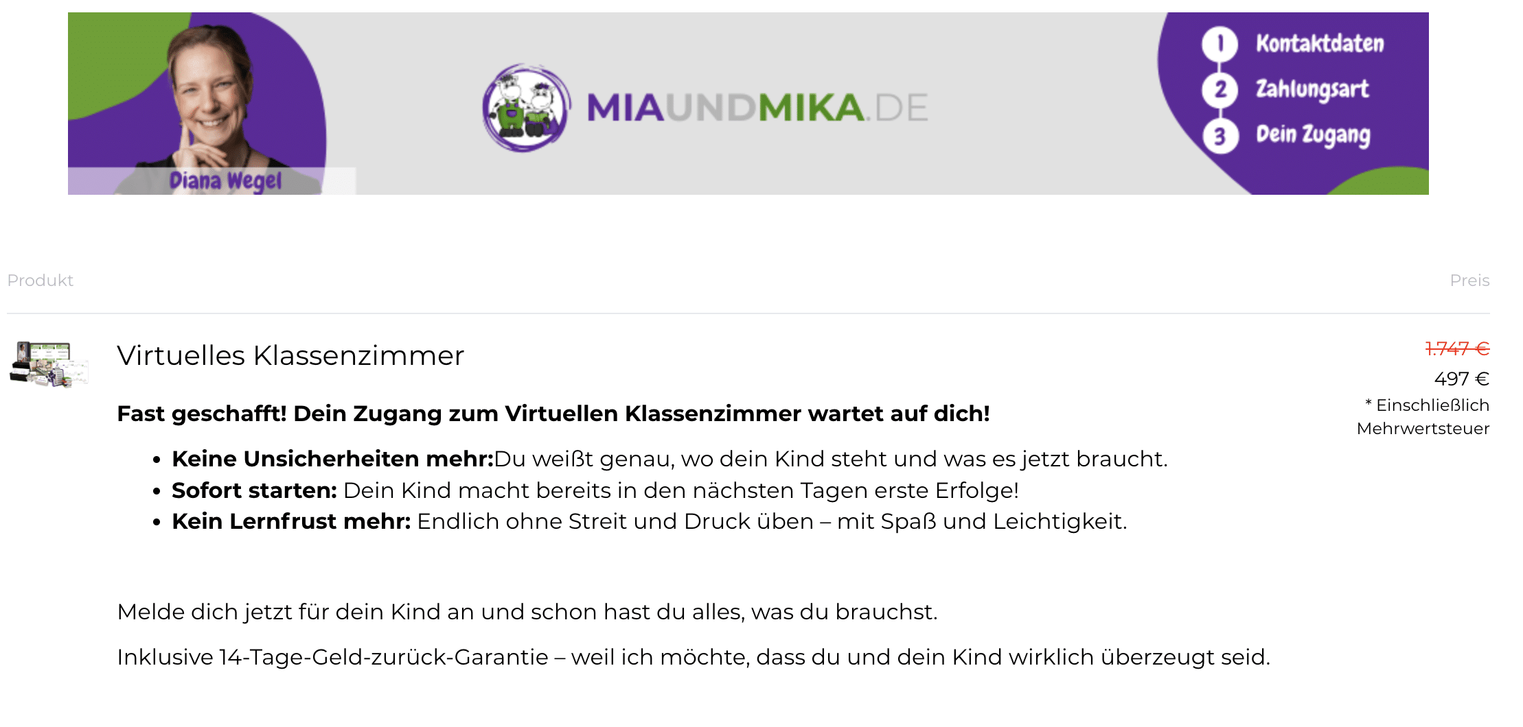 Ein Bild vom Bestellformular von Digistore24