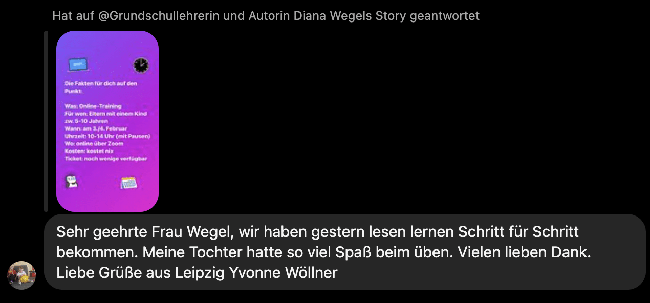 Bild vom Feedback auf Instagram