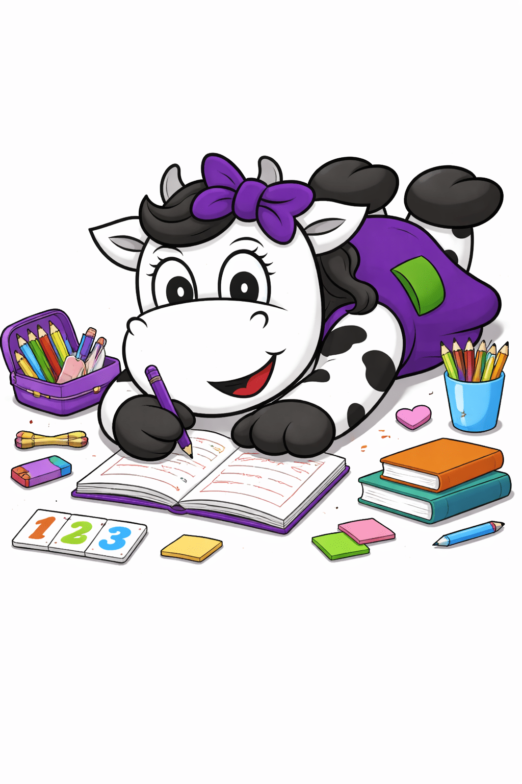 Kuh die Matheaufgaben löst