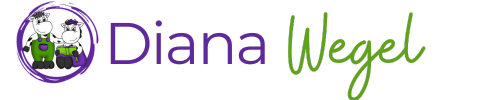 Logo der Webseite mit Name Diana Wegel und Bild von 2 Kühen