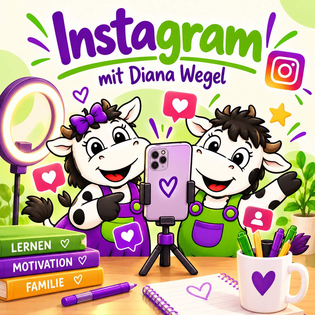 Instagram mit Diana Wegel_ Kühe als Content-Creator Bild von 2 Kühen die den Instagram Kanal von Diana Wegel zeigen